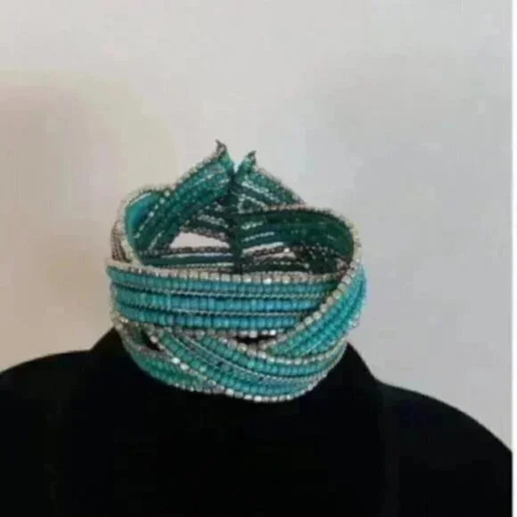 Beaded Adjustable Bangle Bracelet - Picture 2 of 3